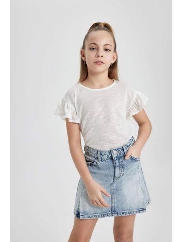 [C0600A8ER99] تي شيرت بيج فاتح بناتي مطبوع برميوم  (5 - 6 year)