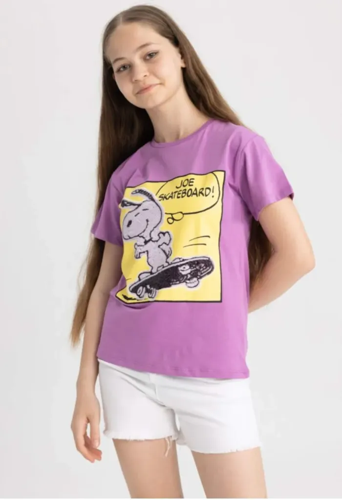 [Y6604A6PN398] تي شيرت بناتي نص كم من سنوبي  (6 - 7 year)