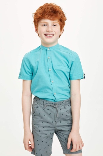 [m5674a6tr165] قميص اولادي قصير الأكمام  نعناعي * (9 - 10 year)