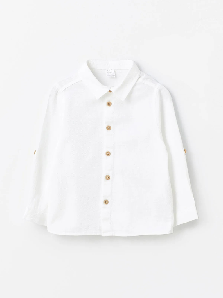 [S43054Z1-E5X] قميص اولادي قطن كم طويل (7 - 8 year)