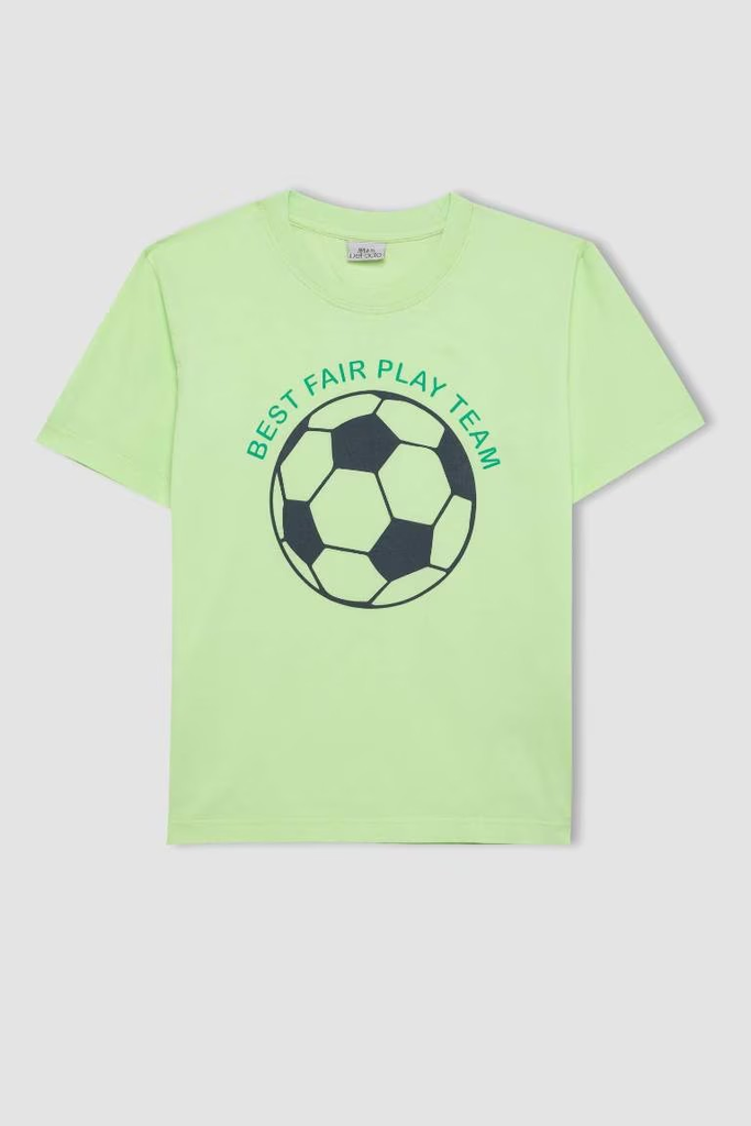 [D4284A8GN313] تي شيرت نص كم اولادي مطبوع  (8 - 9 year)