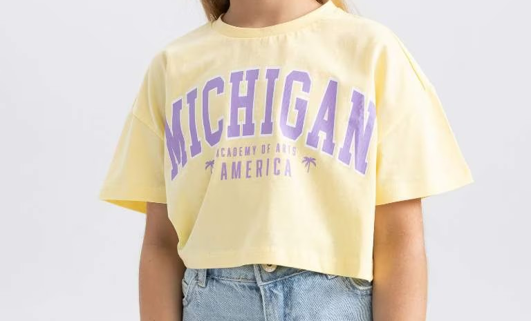 [A1793A8YL127] تي شيرت بنص كم بناتي   (7 - 8 year)