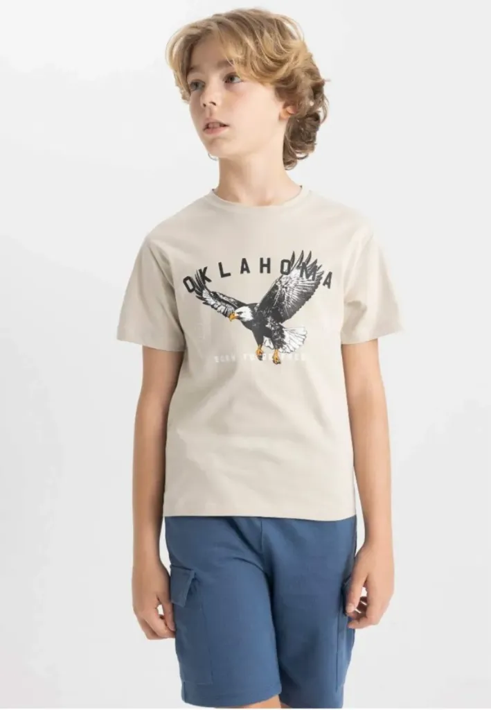 [D0445A8BG796] تي شيرت اولادي نص كم مطبوع   (5 - 6 year)