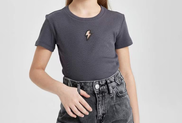 [B6698A8AR148] تي شيرت مخطط بناتي سليم فيت  (5 - 6 year)