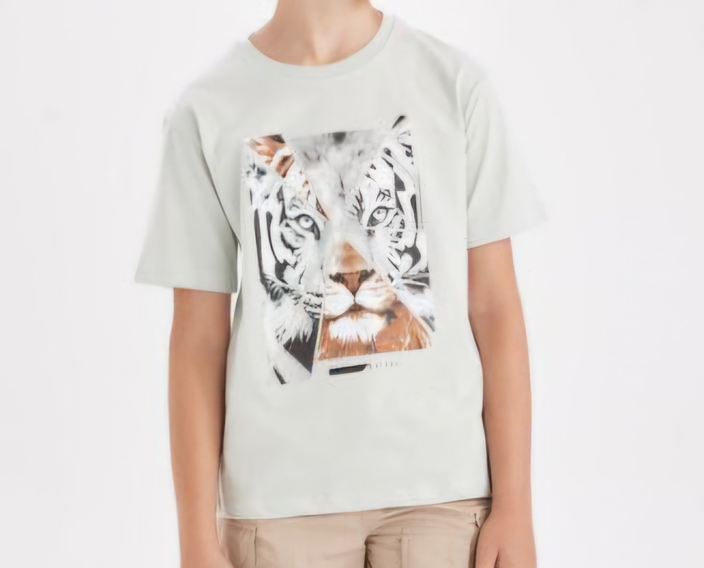 [d2237a8gn1252] تي شيرت طبعة نمر  (9 - 10 year)
