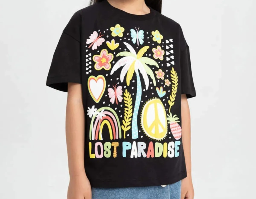 تي شيرت أوفر سايز بناتي نص كم  (8 - 9 year)