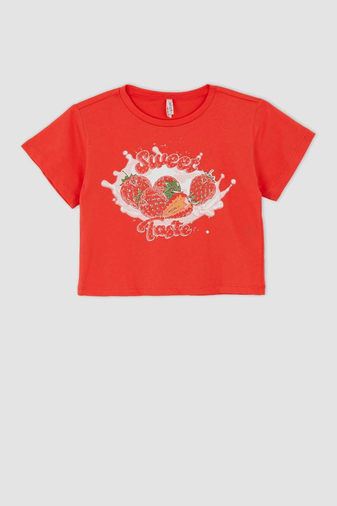 [Y6598A6RD93] تيشيرت احمر مطبوع نص كم  (5 - 6 year)