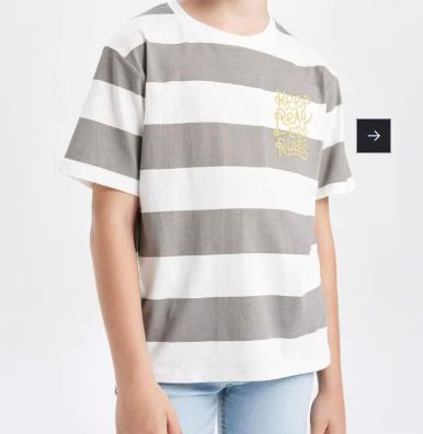 تيشيرت اولادي نص كم مطبوع برقبة مستديرة *