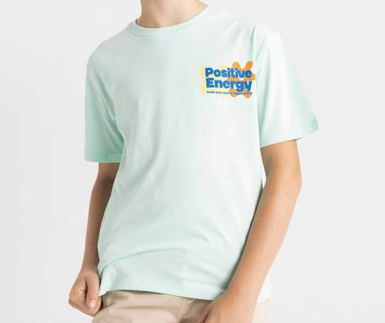 [C4661A8TR246] تيشيرت اولادي نص كم مطبوع  (5 - 6 year)