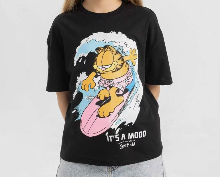 [C5941A8BK81] تيشيرت بناتي نص كم من غارفيلد  (7 - 8 year)