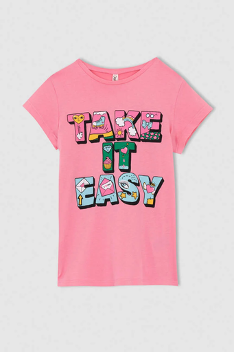 [y9387a6pn253] تي شيرت بناتي نص كم   (5 - 6 year)