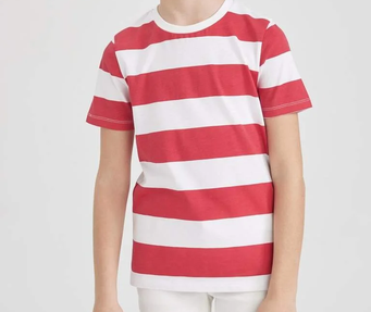 [Z2667A6RD282] تي شيرت مخطط اولادي (8 - 9 year)