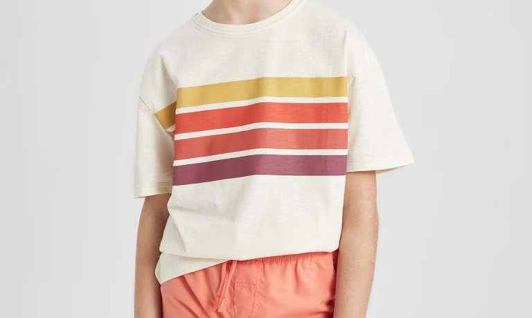 تي شيرت مخطط اولادي نص كم اوفر سايز  