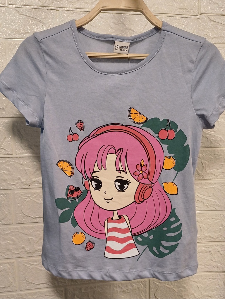 [S3KE33Z4 - SX1] تي شيرت بناتي مطبوع نص كم  (5 - 6 year)