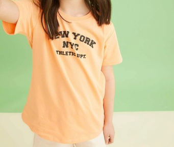 [u4021a6og208] تي شيرت تونيك بأكمام قصيرة مطبوع  (8 - 9 year)