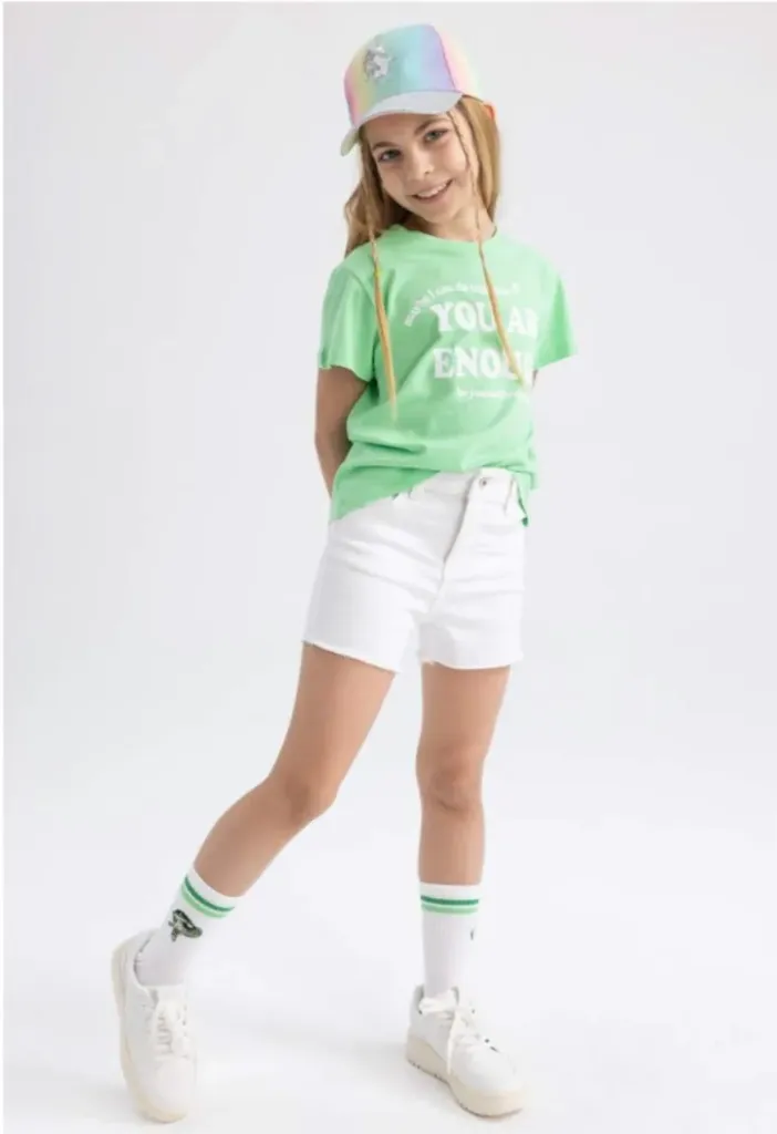 [Z7731A6GN551] تي شيرت اخضر بناتي نص كم (4 - 5 year)