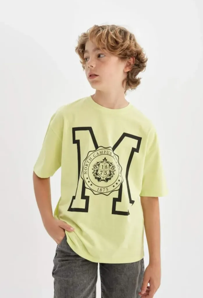 [C3903A8GN664] تي شيرت اوفر سايز اولادي مطبوع  (7 - 8 year)