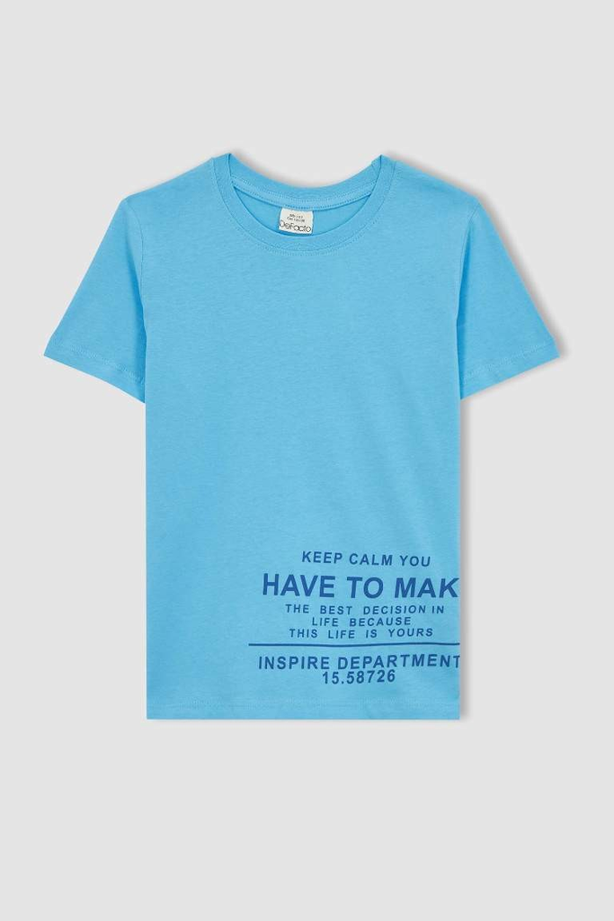 تي شيرت نص كم مطبوع  