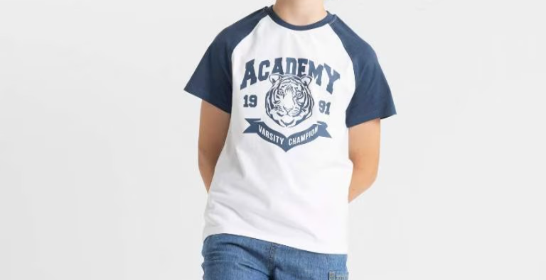 [C4693A8WT34] تي شيرت نص كم اولادي (7 - 8 year)