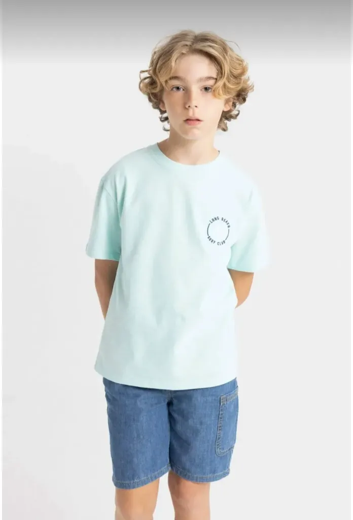 [C3301A8TR107] تي شيرت اولادي نص كم مطبوع  (9 - 10 year)