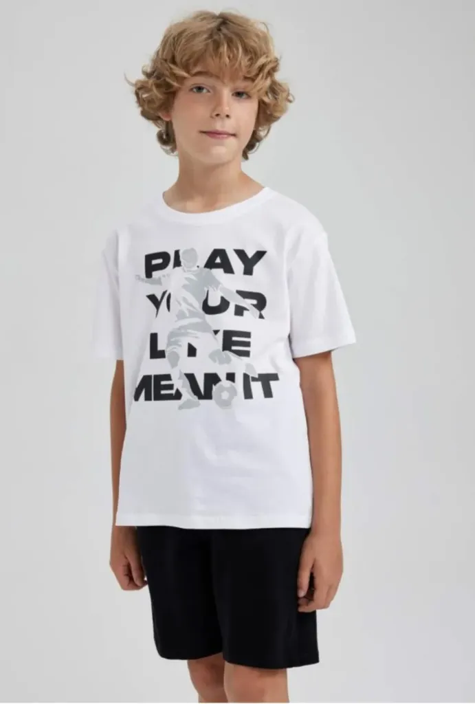 [A9174A8WT34] تي شيرت اوفر سايز اولادي  (7 - 8 year)