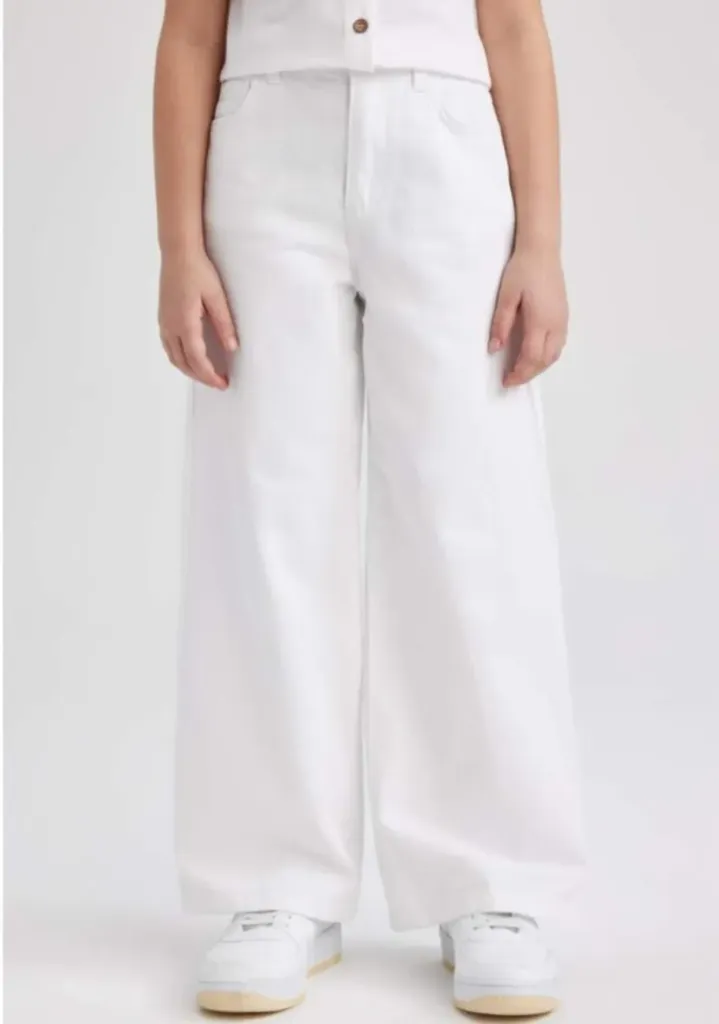 [Y0453A6WT34] بنطلون جينز بناتي وايد ليج  (6 - 7 year)