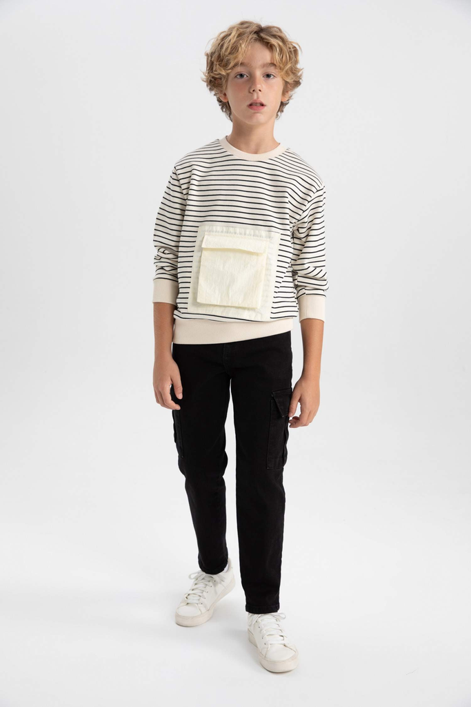 [B1290A8NM40] بنطلون جينز كارجو اولادي (9 - 10 year)