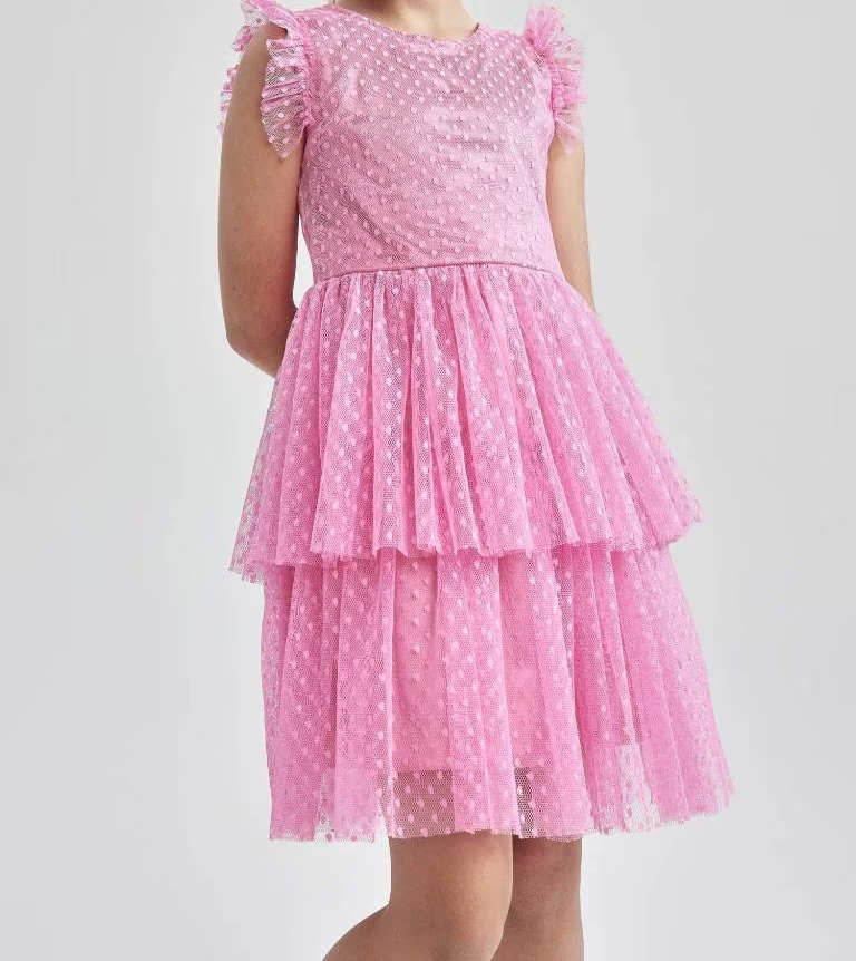 [Y7207A6PN344] فستان بناتي تول بدون كم  (4 - 5 year)