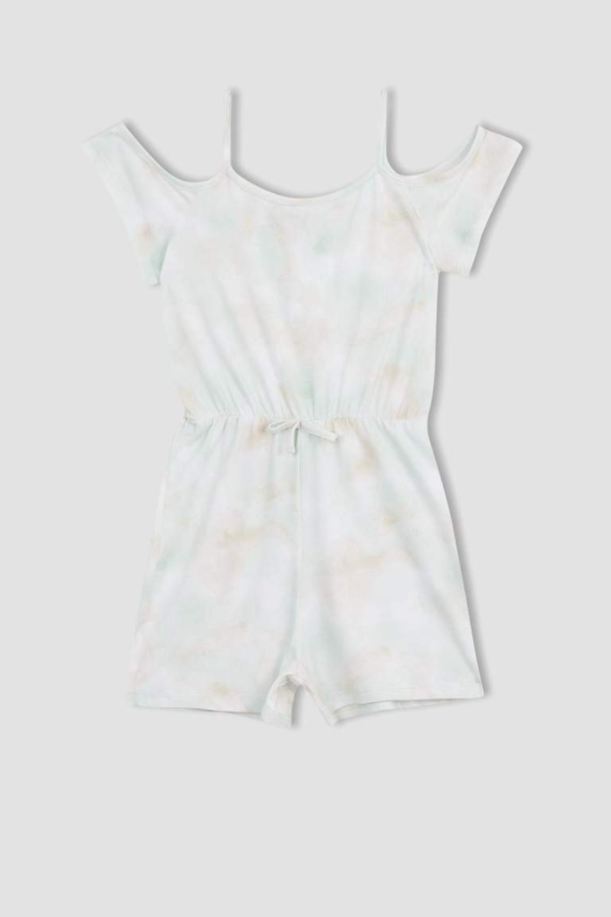 [T2582A6TR203] جمبسوت بناتي قطن تاي داي بحمالات  (6 - 7 year)