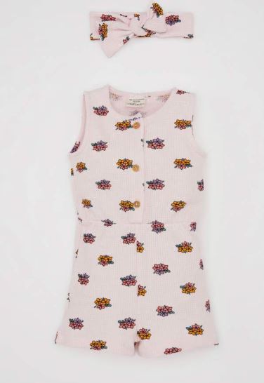 [D3459A5PN144]  جمبسوت فلورال وبندانا - قطعتين (18 - 24 month)