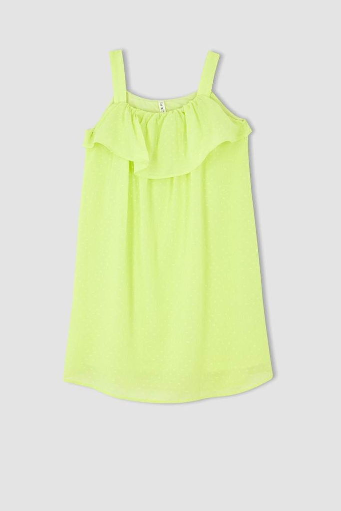 [y9151a6gn443] فستان بحمالات (6 - 7 year)