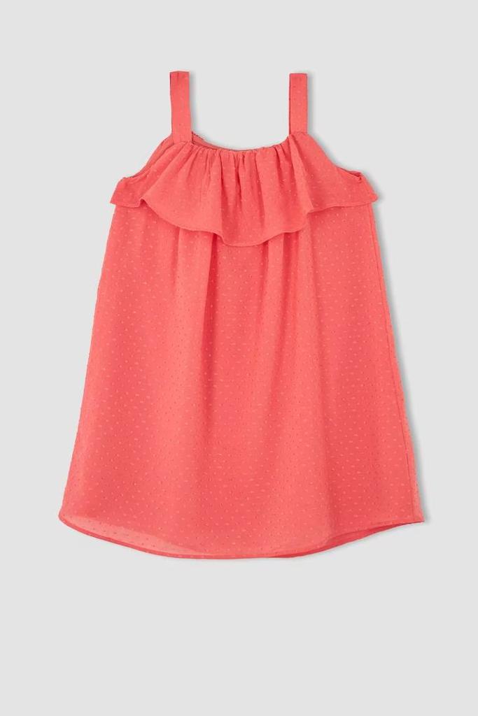 [Y9151A6RD216] فستان بحمالات احمر  (7 - 8 year)