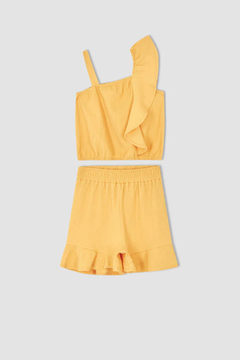 [X8421A6OG305] طقم بناتي بلوزة بحمالات وجيبة - قطعتين (13 - 14 year)