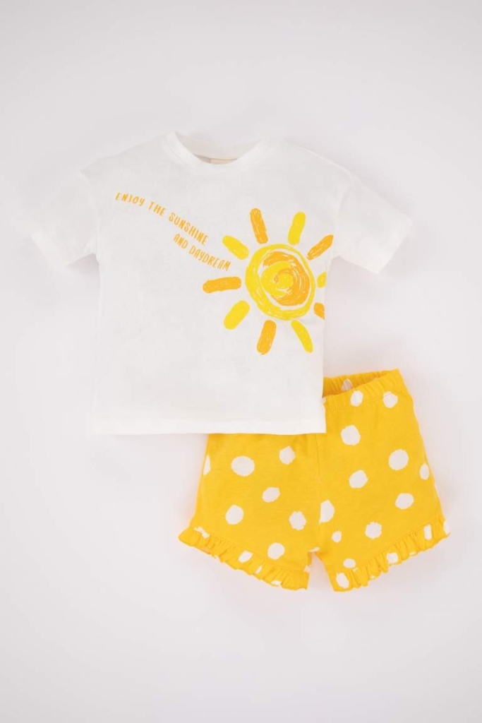 [Z9031A2YL93] طقم بناتي منقط برقبة مستديرة - قطعتين (5 - 6 year)