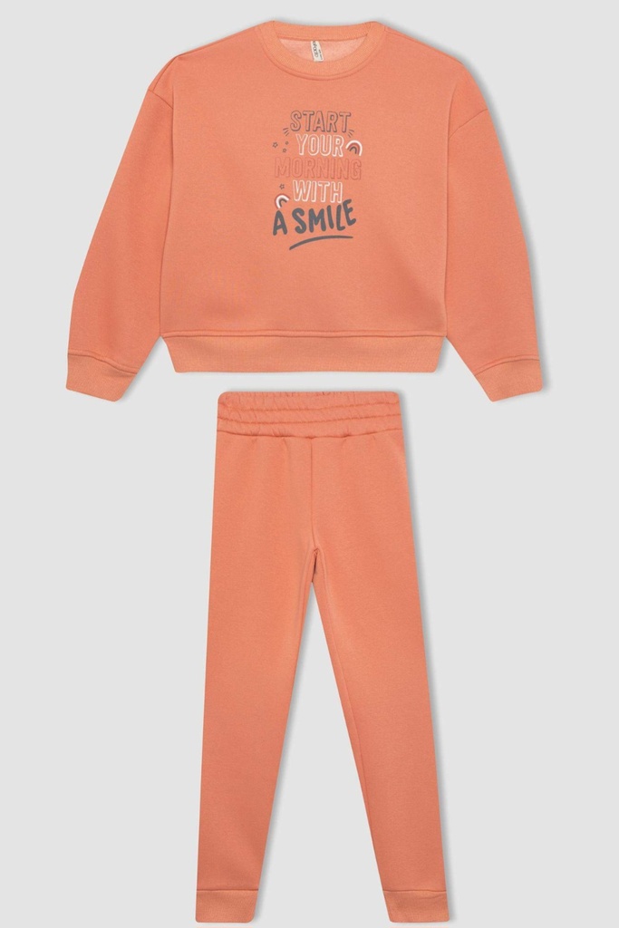 [C2851A8PN658] طقم بناتي سويت شيرت وسويت بانتس مبطن - قطعتين (5 - 6 year)