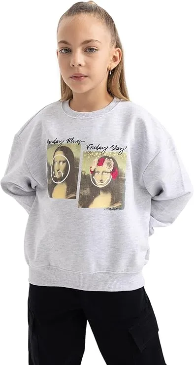 [A7740A8GR379] سويت شيرت بناتي سمايلي (8 - 9 year)