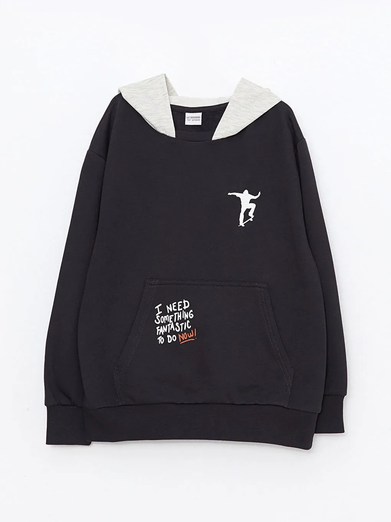 [W25220Z4 - HFF] سويت شيرت مطبوع بغطاء رأس (9 - 10 year)